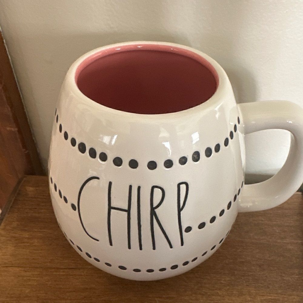 Rae Dunn Ceramic Chirp Coffee Mug Pink Interior New - Picture 3 of 3
